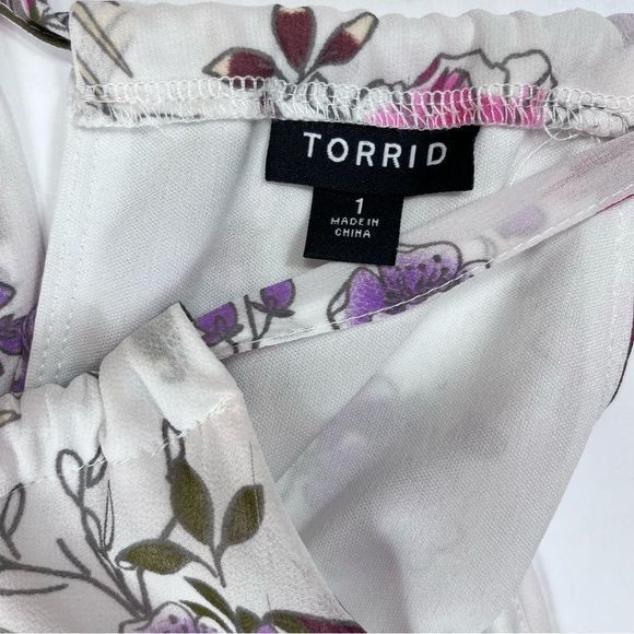 Torrid‎ Pink Purple Floral Chiffon Halter Neck Cutouts Sleeveless Mini Dress 1X - Picture 13 of 13